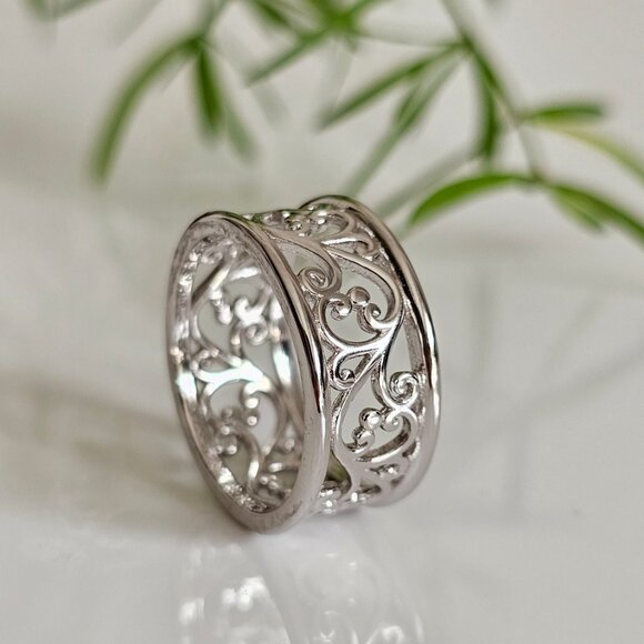 Women's 925 Sterling Silver Vines Ring Spiral Band Bali Bohemian Boho Thumb Ring - Picture 9 of 10